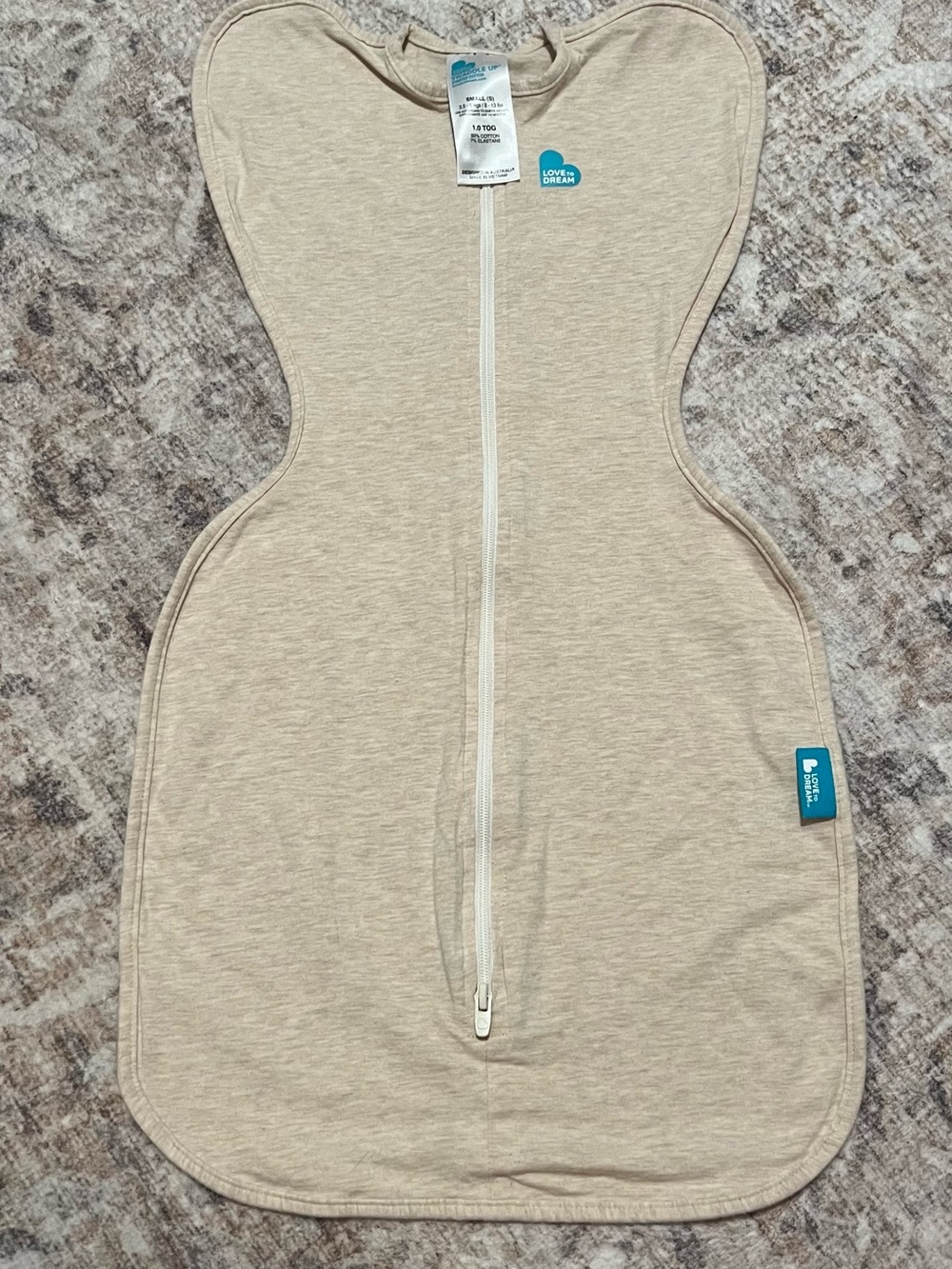 Love to Dream Beige Swaddle One-Piece with Center Zip
